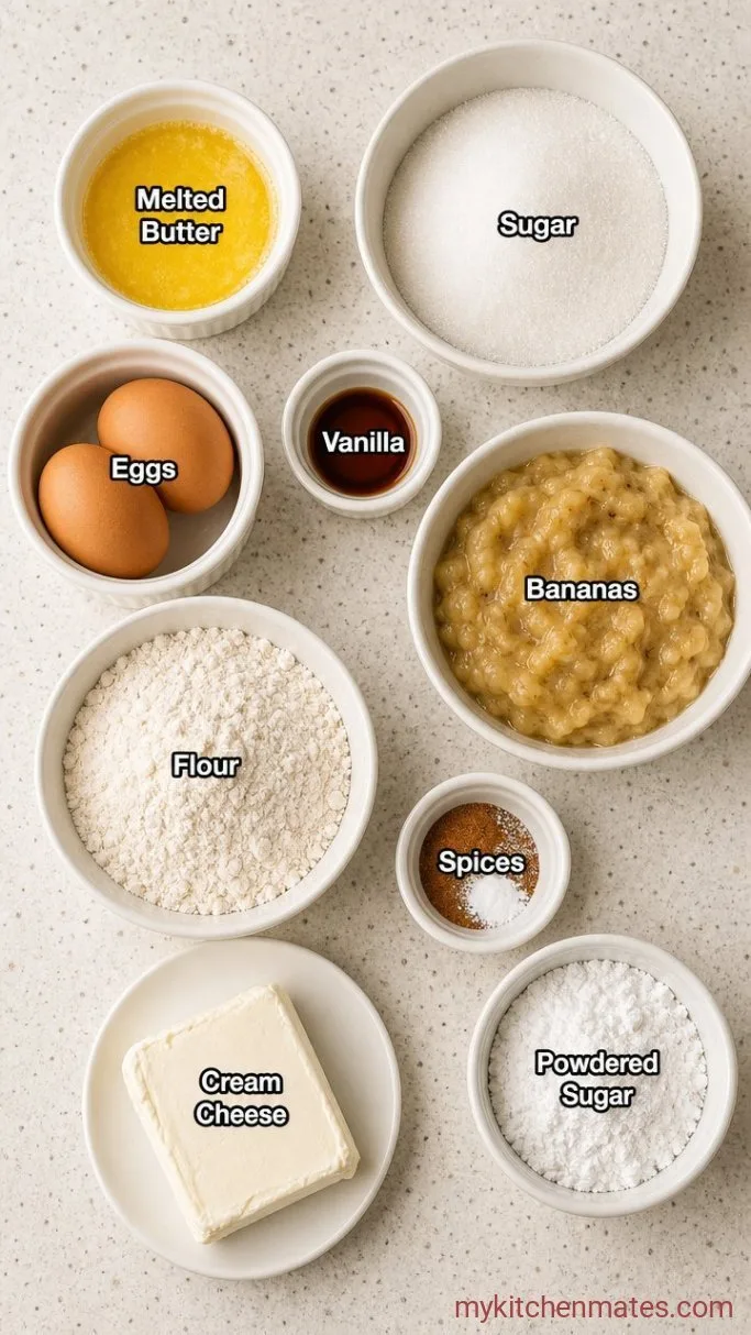 One-Bowl Banana Snack Cake Ingredients