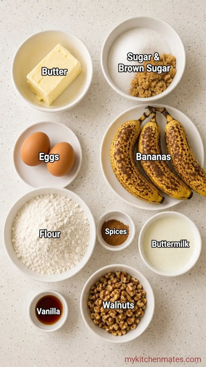 Tender Banana Walnut Cake Ingredients