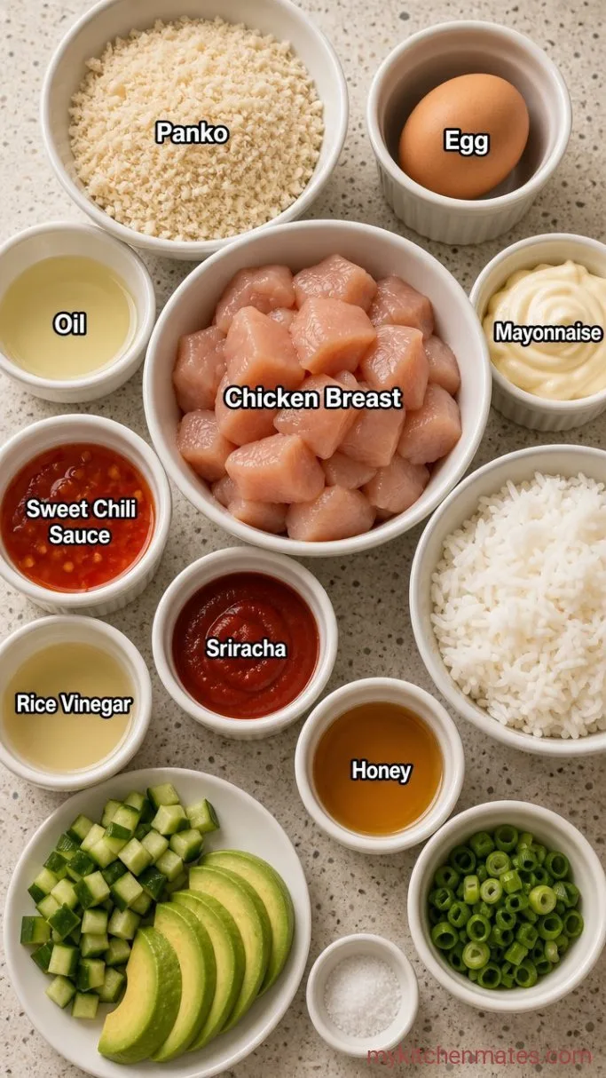 Sticky Bang Bang Chicken Rice Bowls Ingredients