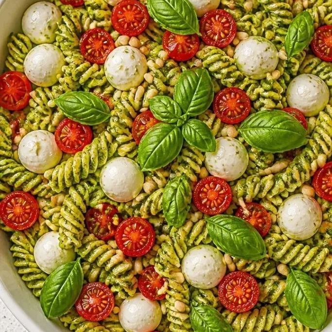 Quick Basil Pesto Pasta Salad Basil Pesto Pasta Salad
