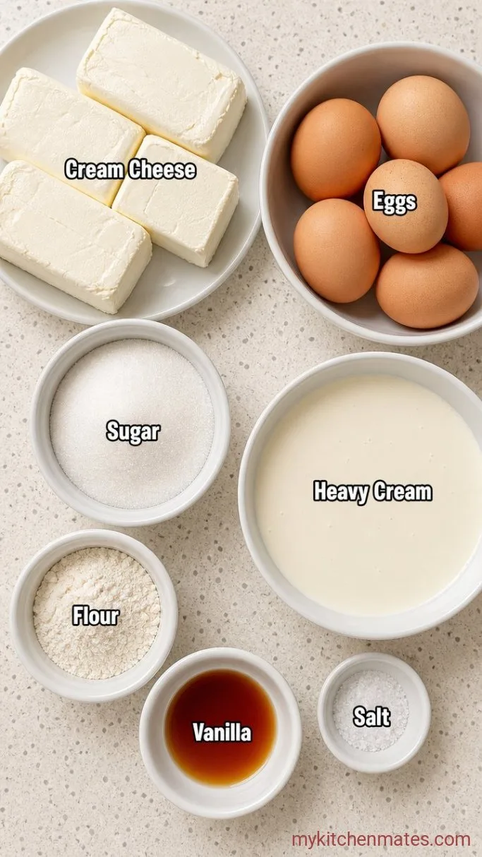 Basque Burnt Cheesecake: Creamy, Caramelized, and Crustless Ingredients