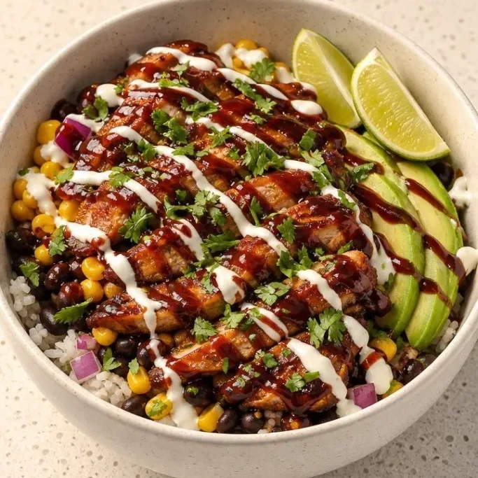 Quick BBQ Chicken Bowl with Black Beans and Corn BBQ Chicken Bowl