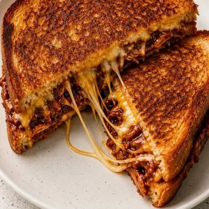 Sticky BBQ Chicken Grilled Cheese BBQ Chicken Grilled Cheese