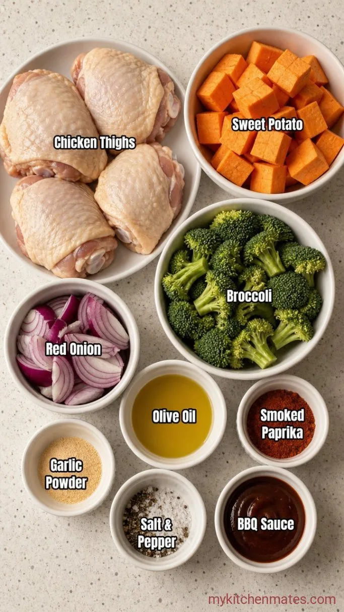 Easy BBQ Chicken Sheet Pan Dinner Ingredients