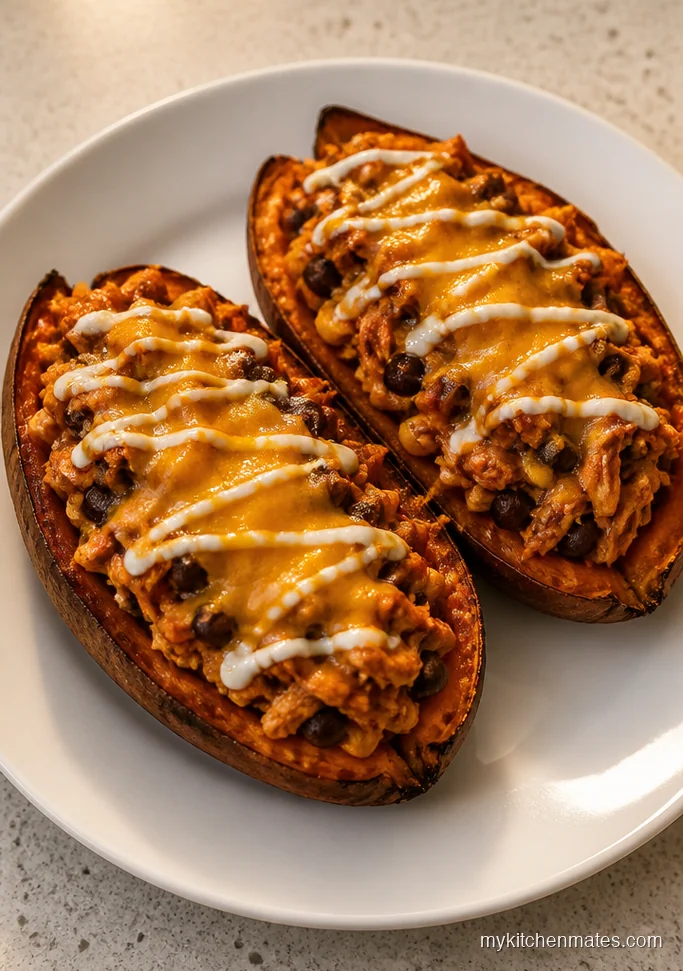 BBQ Chicken Stuffed Sweet Potatoes