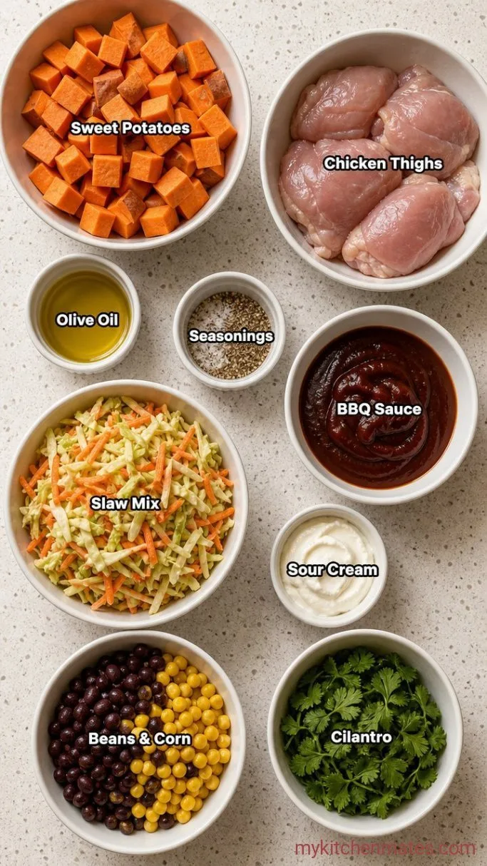 Sheet Pan BBQ Chicken Sweet Potato Bowls Ingredients