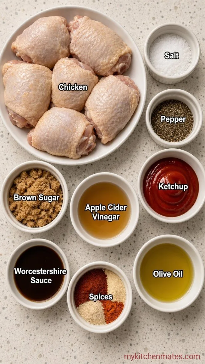 Oven-Baked Sticky BBQ Chicken Thighs Ingredients