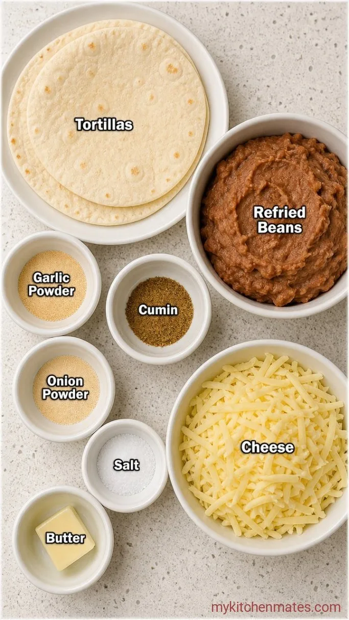 15-Minute Crispy Bean and Cheese Burrito Ingredients