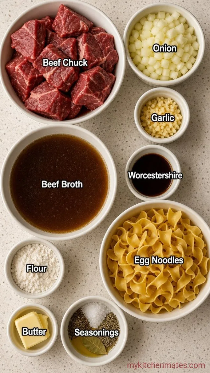 One-Pot Beef and Noodles That Falls Apart Tender Ingredients