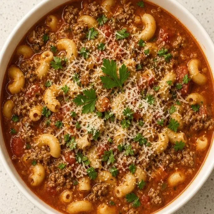 Beef And Tomato Macaroni Soup