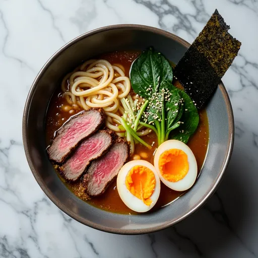 Beef Bone Broth Ramen with Green Onions