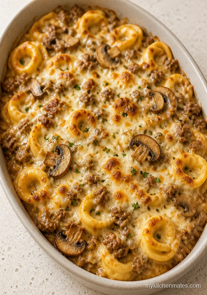Beef Mushroom Tortellini Bake