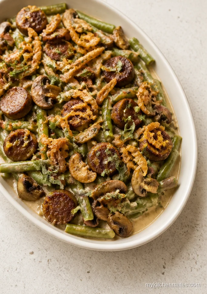 12 Green Bean Casserole Recipes for Busy Holiday Cooks Beef Sausage Green Bean Casserole with Sage