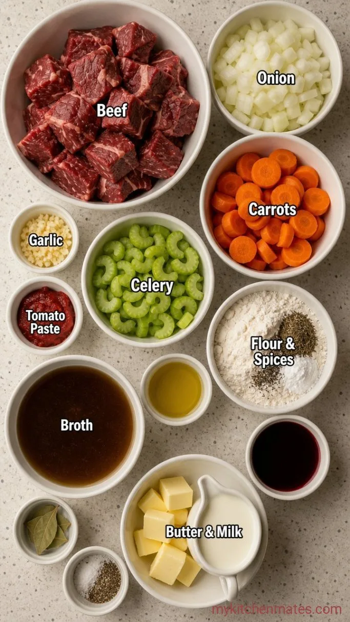 Hearty Beef Stew with Fluffy Dumplings Ingredients