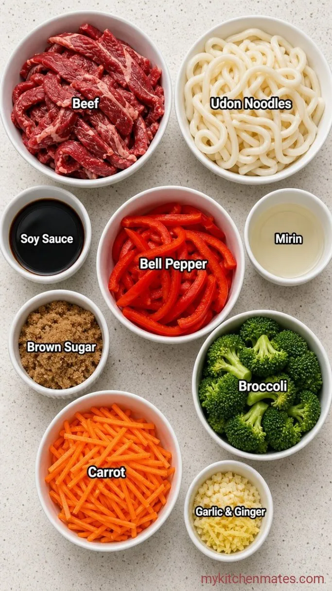 Quick & Easy Beef Udon Stir Fry Ingredients