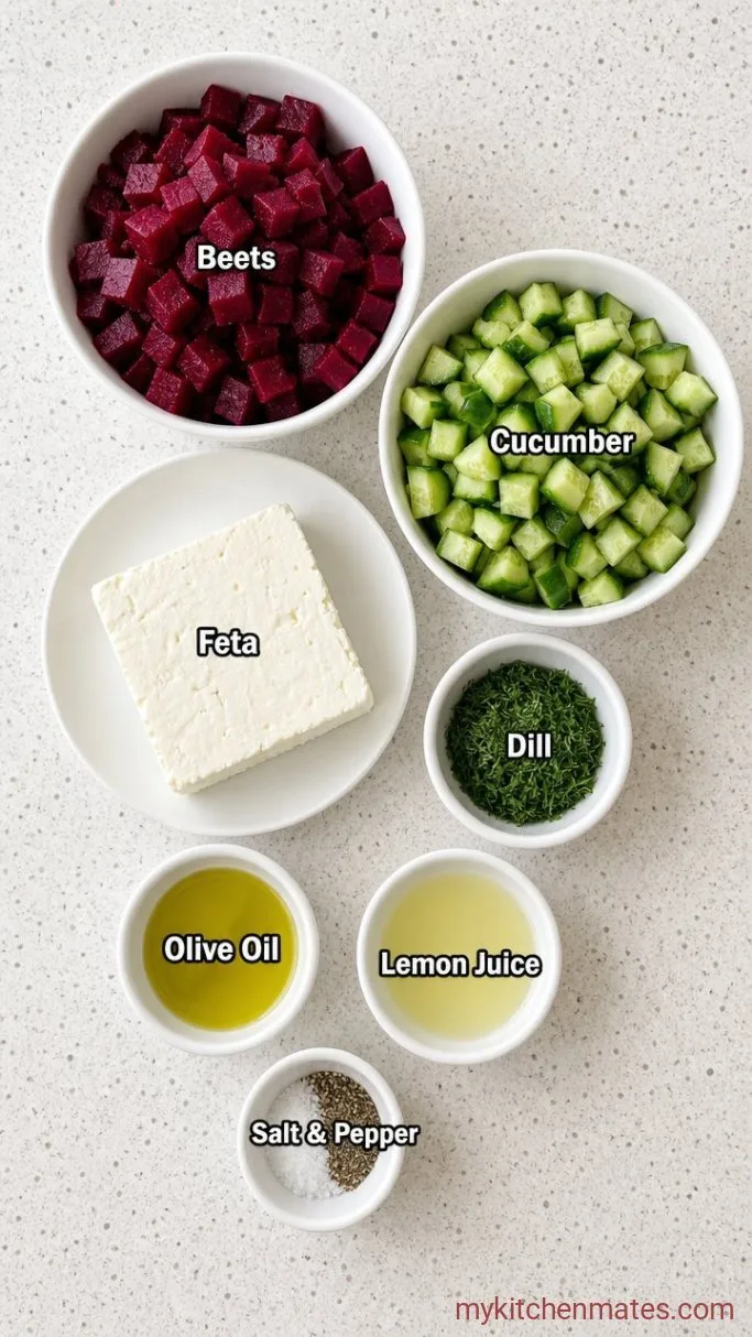 10-Minute Beet Cucumber Feta Salad Ingredients