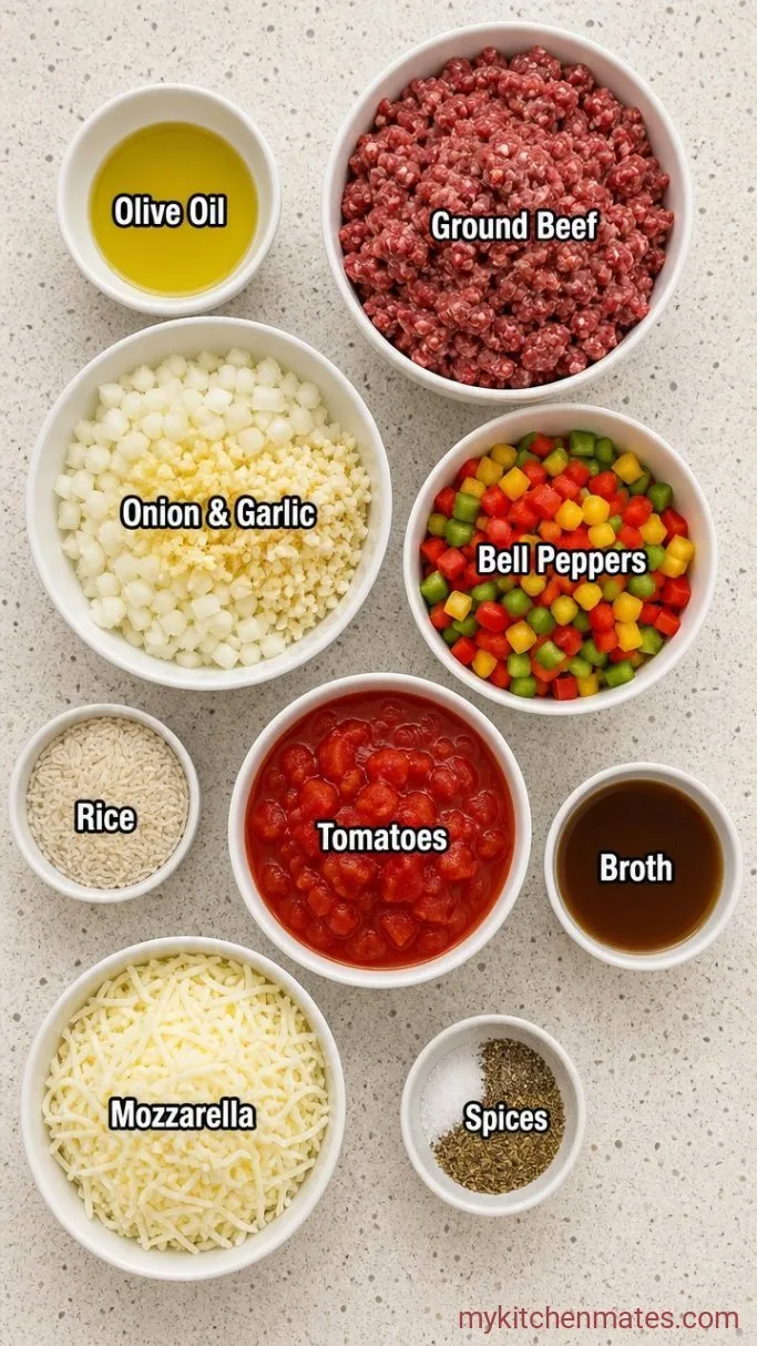 Cheesy One-Pan Bell Pepper Casserole Ingredients