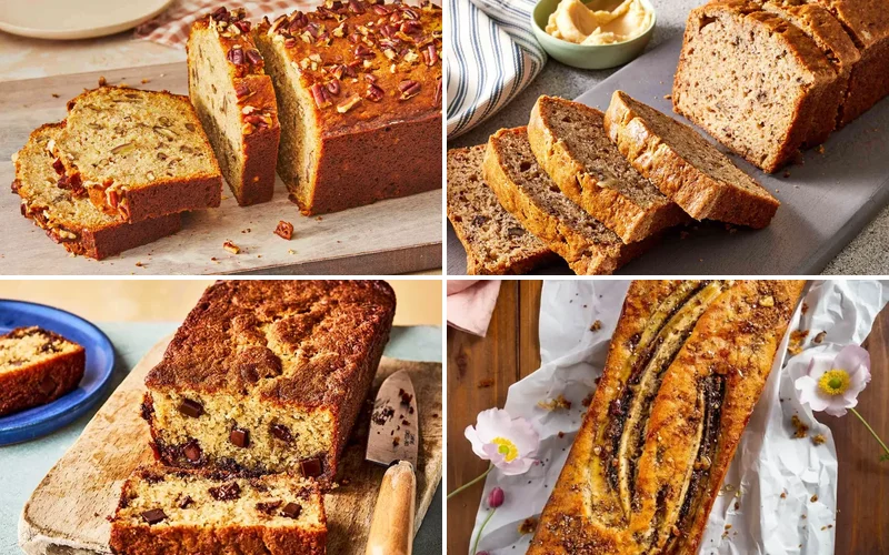 6 Best Banana Bread Recipes That Will Make Your Kitchen Smell Like Heaven best-banana-bread-recipes collage
