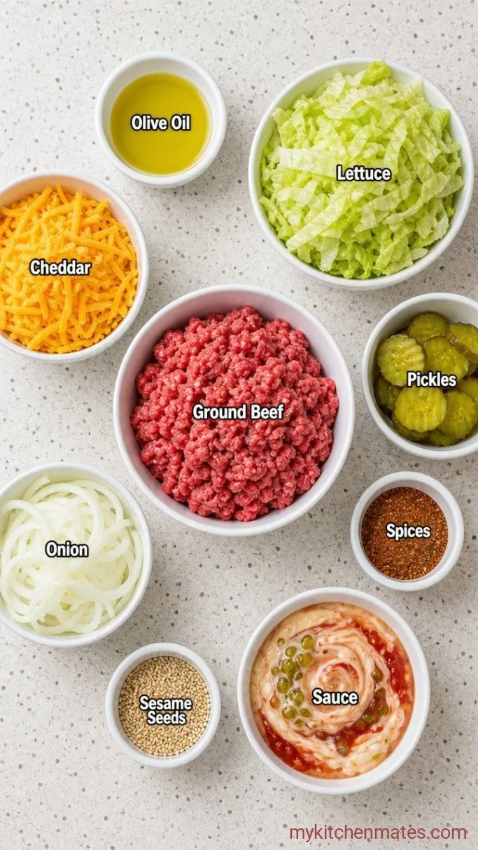 20-Minute Big Mac Burger Bowl Ingredients