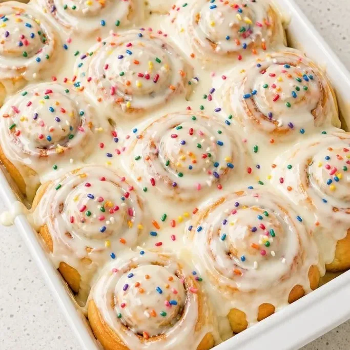 Birthday Cake Cinnamon Rolls