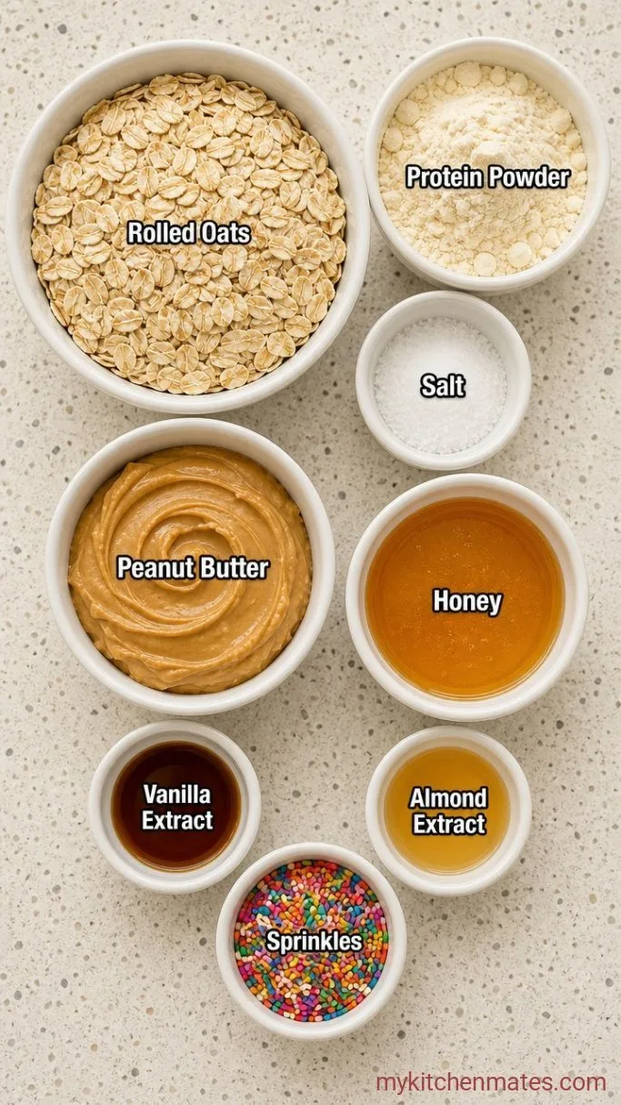 No-Bake Birthday Cake Protein Balls Ingredients