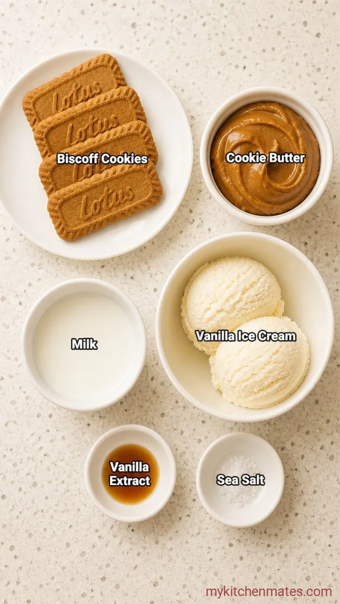 5-Minute Biscoff Cookie Milkshake Ingredients