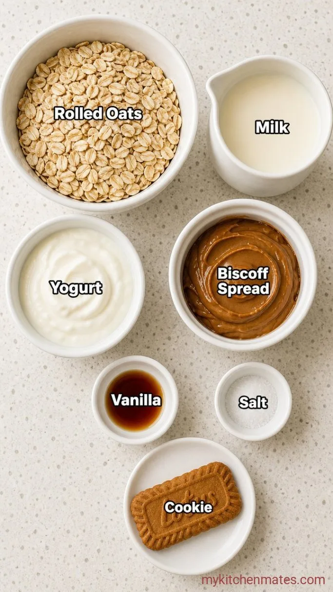 5-Minute Biscoff Overnight Oats Ingredients