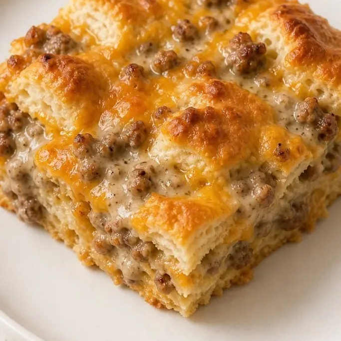 Fluffy Biscuits and Gravy Casserole Biscuits And Gravy Casserole