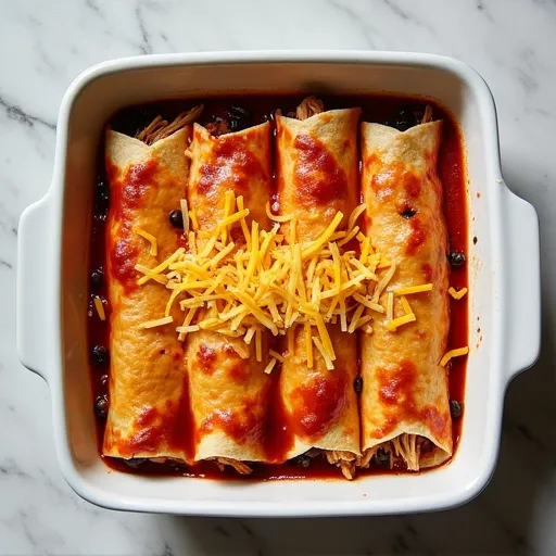 Black Bean and Shredded Chicken Enchiladas