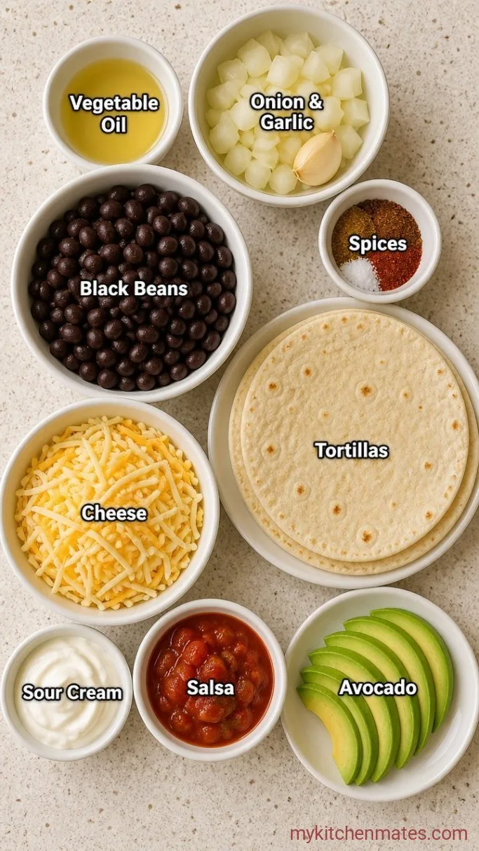 15-Minute Crispy Black Bean Quesadillas Ingredients