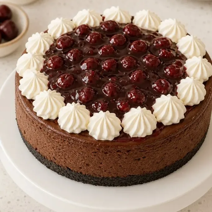 Black Forest Cheesecake with Cherry Topping Black Forest Cheesecake