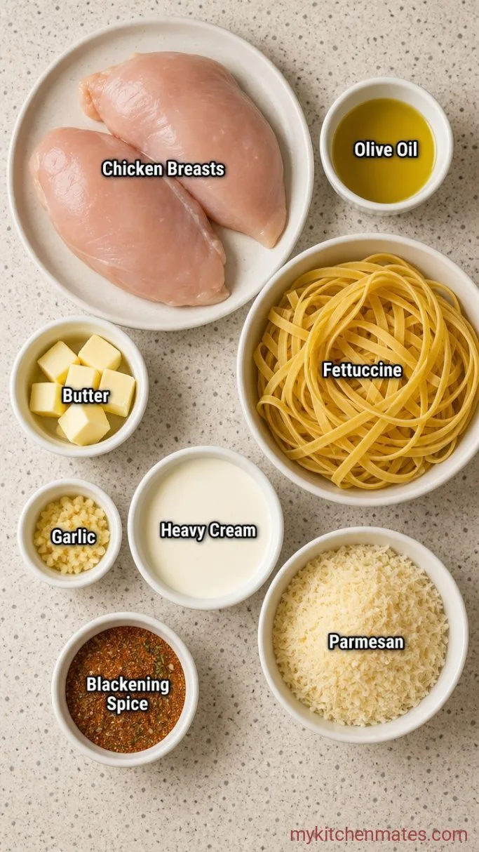 30-Minute Blackened Chicken Alfredo Ingredients