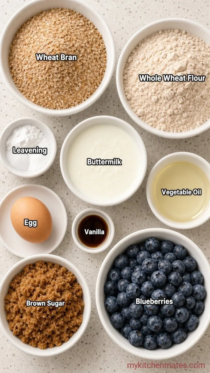 Moist Whole-Grain Blueberry Bran Muffins Ingredients