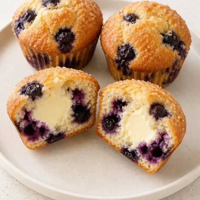 Blueberry Cheesecake Muffins with a Creamy Center Blueberry Cheesecake Muffins