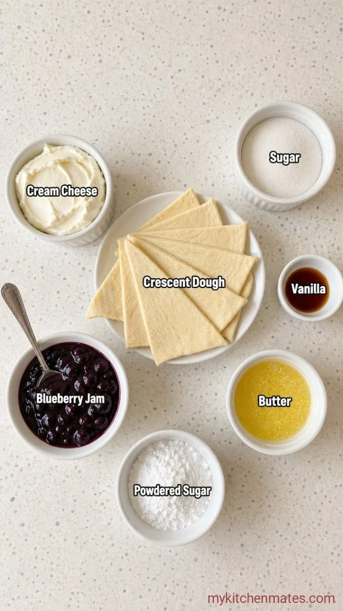 Quick Blueberry Cheesecake Rolls (with Crescent Dough) Ingredients