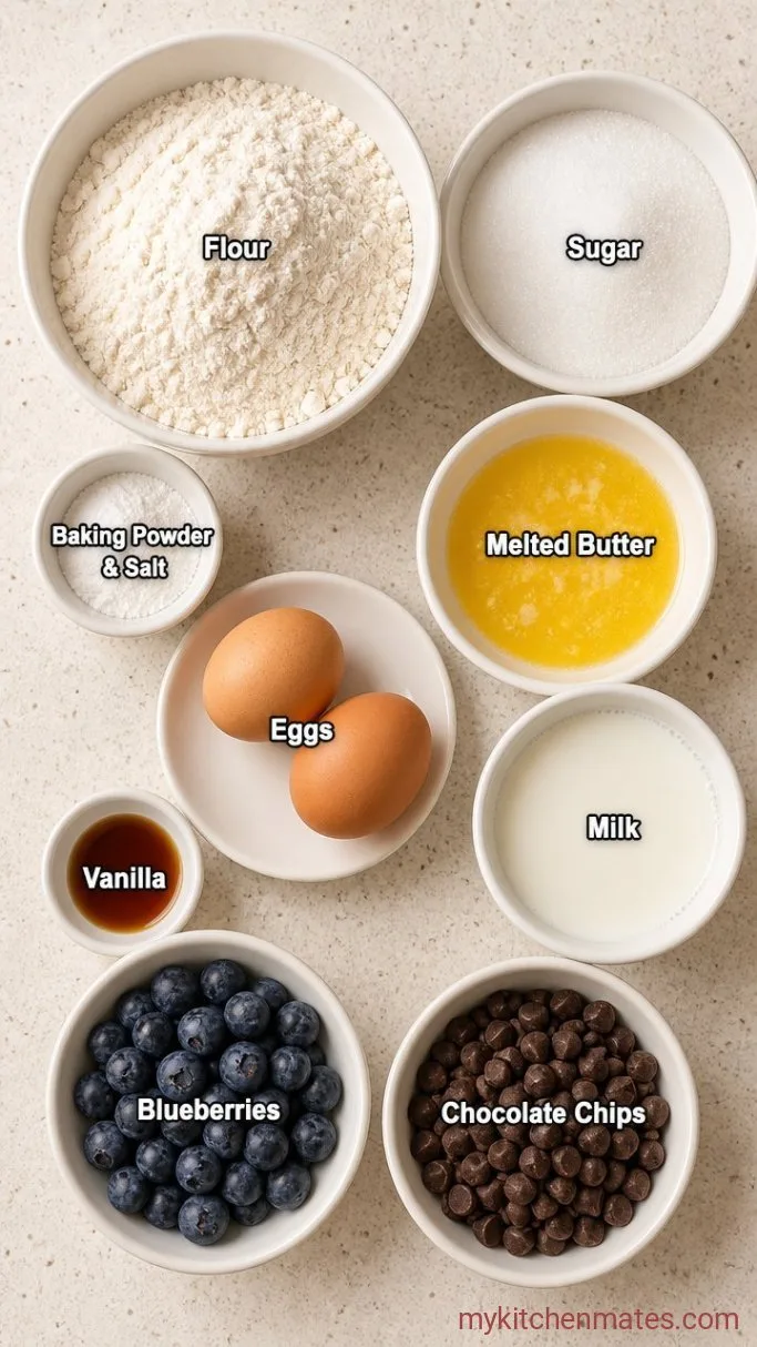 Bakery-Style Blueberry Chocolate Chip Muffins Ingredients