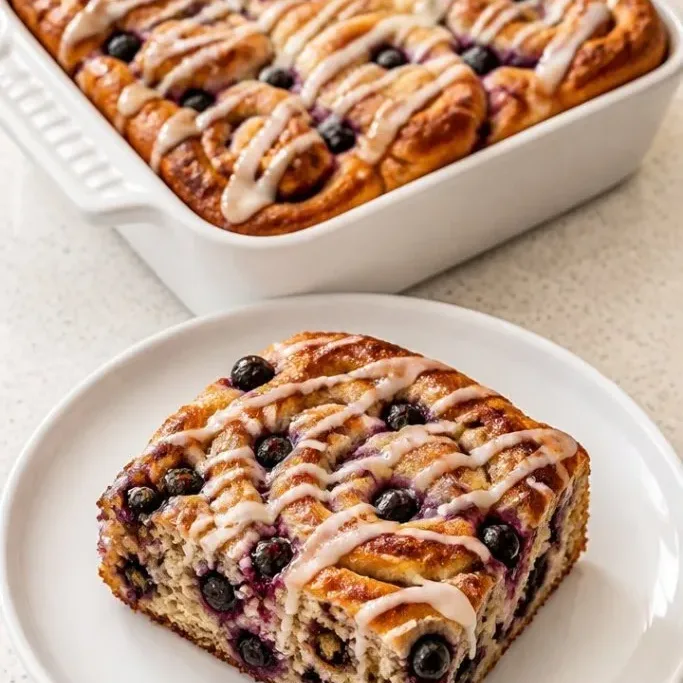 Overnight Blueberry Cinnamon Roll Casserole Blueberry Cinnamon Roll Casserole