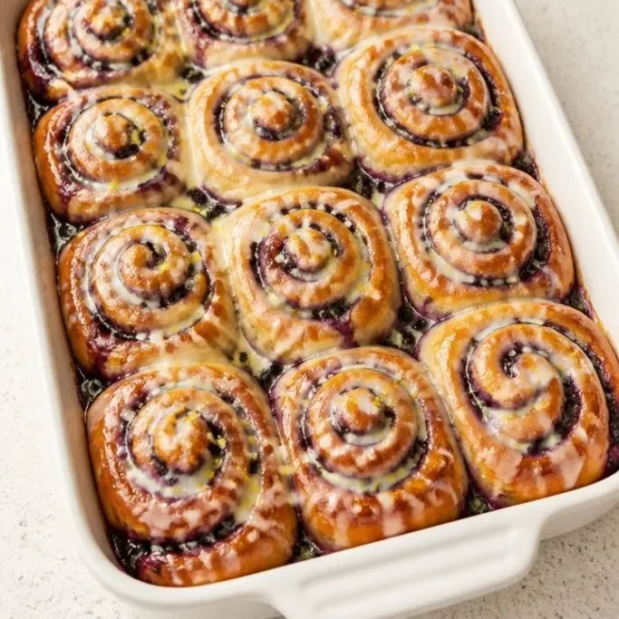 Soft Blueberry Cinnamon Rolls with Lemon Glaze Blueberry Cinnamon Rolls