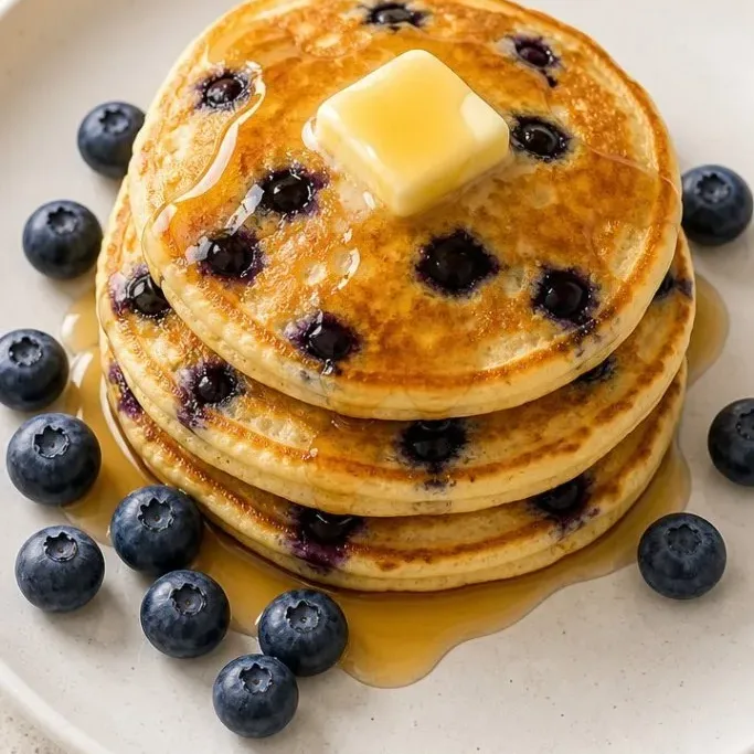 Blueberry Cottage Cheese Pancakes