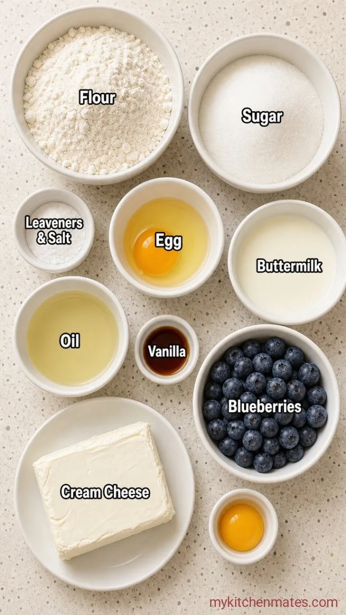 Moist Blueberry Cream Cheese Loaf Ingredients