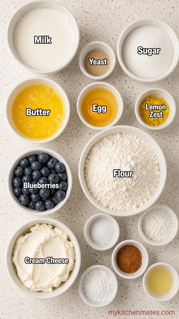Blueberry Lemon Cinnamon Rolls with Lemon Cream Cheese Icing Ingredients