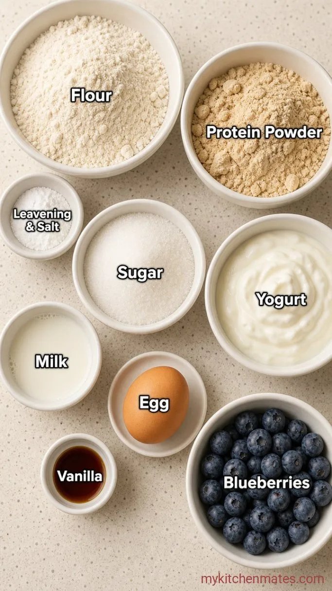 Blueberry Protein Muffins (Ready in 30 Minutes) Ingredients