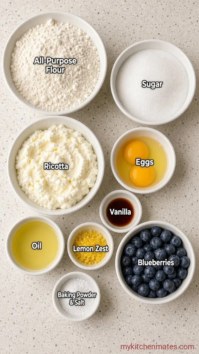 One-Bowl Blueberry Ricotta Cake Ingredients