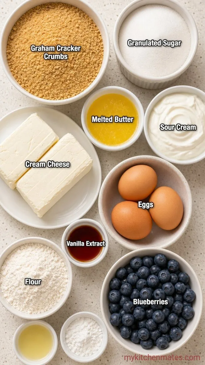 Creamy Blueberry Swirl Cheesecake Ingredients