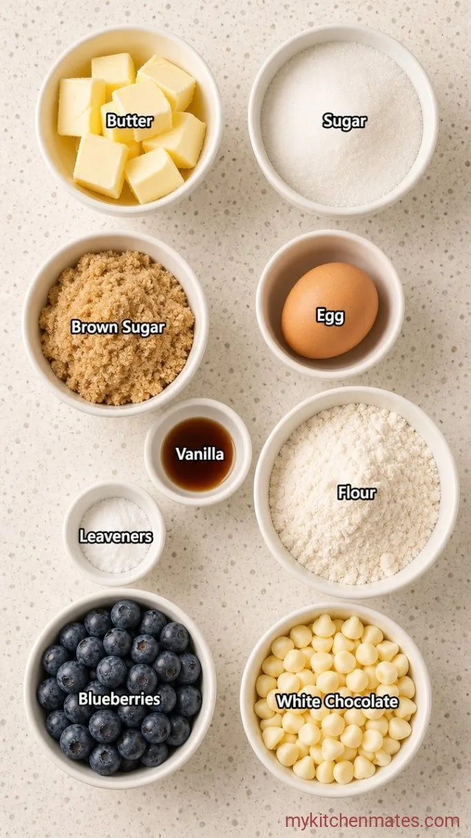 Soft and Chewy Blueberry White Chocolate Chip Cookies Ingredients