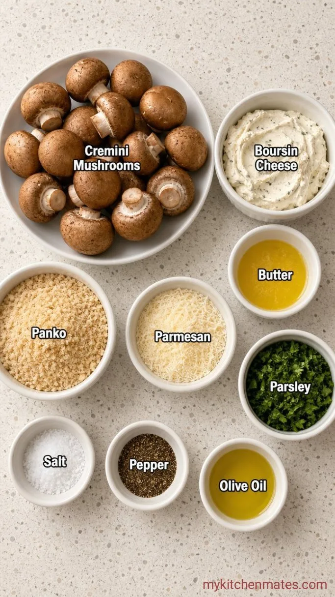 Garlicky Boursin Stuffed Mushrooms Ingredients
