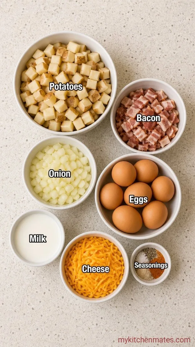 Make-Ahead Cheesy Breakfast Potato Casserole Ingredients
