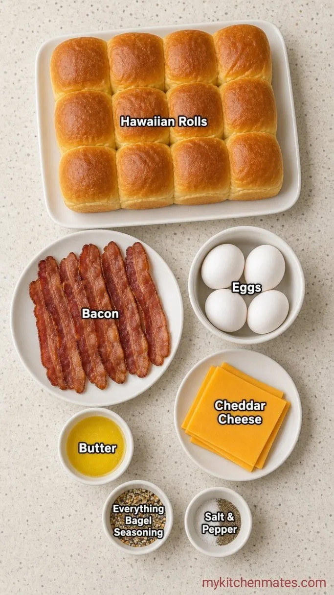 Easy Baked Hawaiian Roll Breakfast Sliders Ingredients