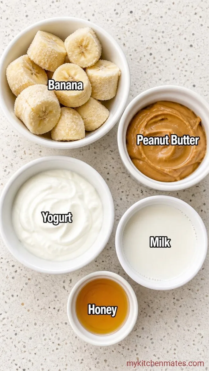 5-Ingredient Peanut Butter Banana Breakfast Smoothie Ingredients