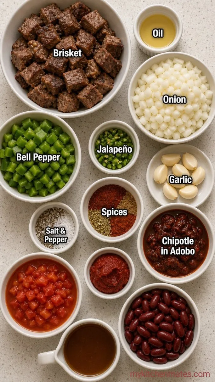 Smoky Brisket Chili (Stovetop or Slow Cooker) Ingredients